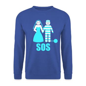 Junggesellenabschied Polterabend JGA Männer - Unisex Pullover - Royalblau - Vorne - Alina (178cm) & Michal (187cm)