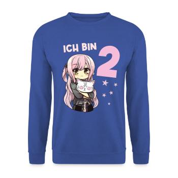 2 Jahre Mädchen Anime Kawaii Katze 2. Geburtstag - Unisex Pullover - Royalblau - Vorne - Alina (178cm) & Michal (187cm)
