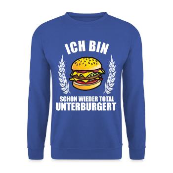 Hilfe Ich bin schon wieder total unterburgert - Unisex Pullover - Royalblau - Vorne - Alina (178cm) & Michal (187cm)