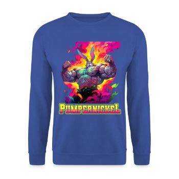 Pumpernickel Bodybuilding Kraftsport Fitness Meme - Unisex Pullover - Royalblau - Vorne - Alina (178cm) & Michal (187cm)