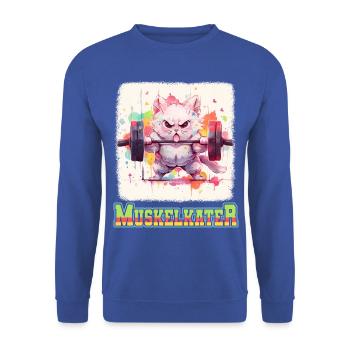 Muskelkater Bodybuilding Kraftsport Fitness Meme - Unisex Pullover - Royalblau - Vorne - Alina (178cm) & Michal (187cm)