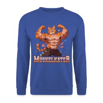 Muskelkater Bodybuilding Kraftsport Fitness Meme - Unisex Pullover - Royalblau - Vorne - Alina (178cm) & Michal (187cm)