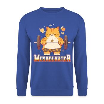 Muskelkater Bodybuilding Kraftsport Fitness Meme - Unisex Pullover - Royalblau - Vorne - Alina (178cm) & Michal (187cm)