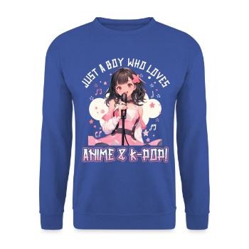Juste un garçon qui aime l’anime et la K-Pop - Sweat-shirt Unisexe - bleu royal - Devant - Alina (178cm) & Michal (187cm)