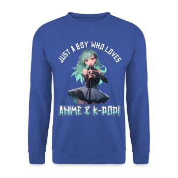 Juste un garçon qui aime l’anime et la K-Pop - Sweat-shirt Unisexe - bleu royal - Devant - Alina (178cm) & Michal (187cm)