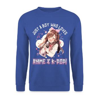 Juste un garçon qui aime l’anime et la K-Pop - Sweat-shirt Unisexe - bleu royal - Devant - Alina (178cm) & Michal (187cm)