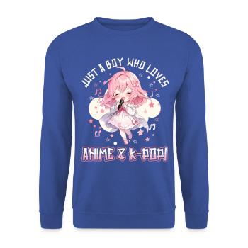 Juste un garçon qui aime l’anime et la K-Pop - Sweat-shirt Unisexe - bleu royal - Devant - Alina (178cm) & Michal (187cm)