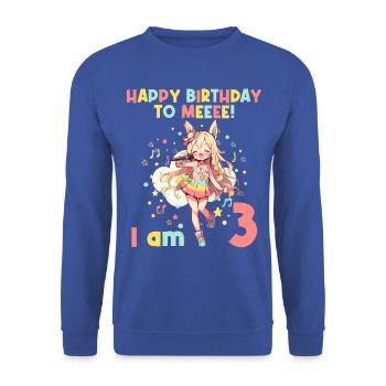 Anime Mandga K-Pop KPop Girl 3rd Birthday - Unisex Sweatshirt - royal blue - Front - Alina (178cm) & Michal (187cm)
