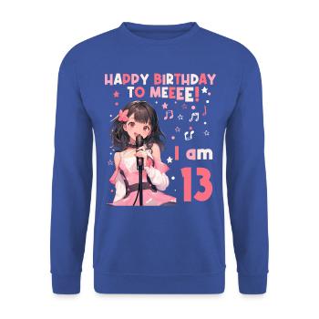 Anime Mandga K-Pop KPop Mädchen 13. Geburtstag - Unisex Pullover - Royalblau - Vorne - Alina (178cm) & Michal (187cm)