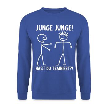 Fitness Bodybuilder Gym Alter hast du trainiert - Unisex Pullover - Royalblau - Vorne - Alina (178cm) & Michal (187cm)