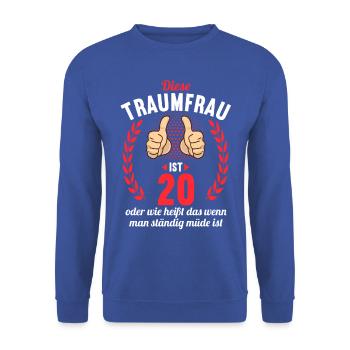 Diese Traumfrau ist 20 Jahre 20 Geburtstag - Unisex Pullover - Royalblau - Vorne - Alina (178cm) & Michal (187cm)