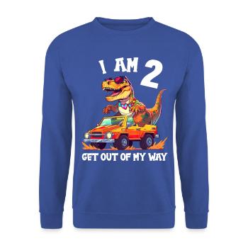 T-Rex Drives Monster Truck I'm 2nd Birthday - Unisex Sweatshirt - royal blue - Front - Alina (178cm) & Michal (187cm)