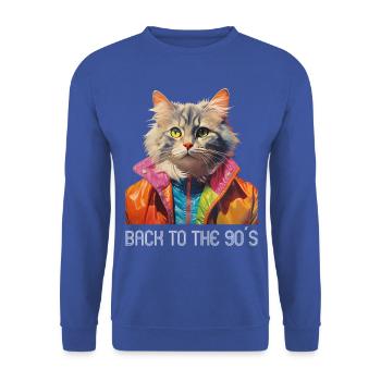 Soirée à thème des années 90 Retour au costume des années 90 - Sweat-shirt Unisexe - bleu royal - Devant - Alina (178cm) & Michal (187cm)