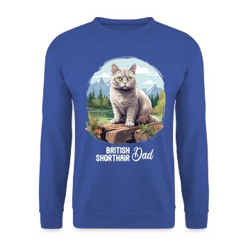 British Shorthair - Sweat-shirt Unisexe - bleu royal - Devant - Alina (178cm) & Michal (187cm)