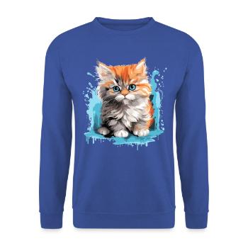 Persian Cat Perser Katze - Unisex Pullover - Royalblau - Vorne - Alina (178cm) & Michal (187cm)