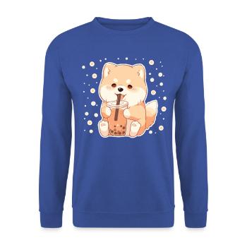 Kawaii Corgi Dog Drinks Boba Bubble Tea Chibi - Unisex Sweatshirt - royal blue - Front - Alina (178cm) & Michal (187cm)