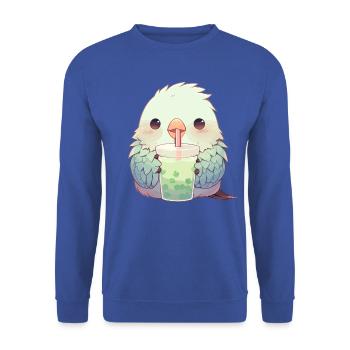 Inséparable kawaii boit Boba Bubble Tea Chibi - Sweat-shirt Unisexe - bleu royal - Devant - Alina (178cm) & Michal (187cm)