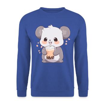 Kawaii Koala trinkt Boba Bubble Tea Chibi - Unisex Pullover - Royalblau - Vorne - Alina (178cm) & Michal (187cm)