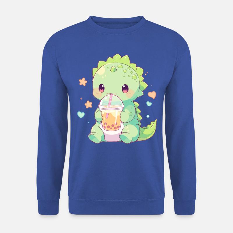 Kawaii Dinosaurier trinkt Boba Bubble Tea Chibi - Unisex Pullover - Royalblau