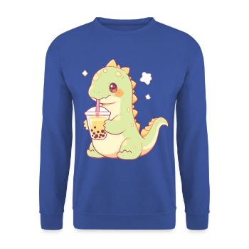 Kawaii Dinosaure Boissons Boba Bubble Tea Chibi - Sweat-shirt Unisexe - bleu royal - Devant - Alina (178cm) & Michal (187cm)
