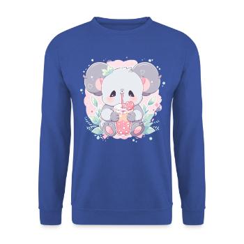 Kawaii Koala trinkt Boba Bubble Tea Chibi - Unisex Pullover - Royalblau - Vorne - Alina (178cm) & Michal (187cm)