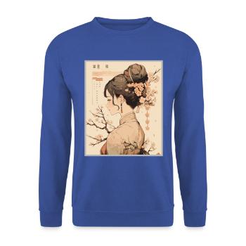 Vintage Japanisch Ästhetik Otaku Anime Girl - Unisex Pullover - Royalblau - Vorne - Alina (178cm) & Michal (187cm)