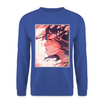 Vintage Japanisch Ästhetik Otaku Anime Girl - Unisex Pullover - Royalblau - Vorne - Alina (178cm) & Michal (187cm)