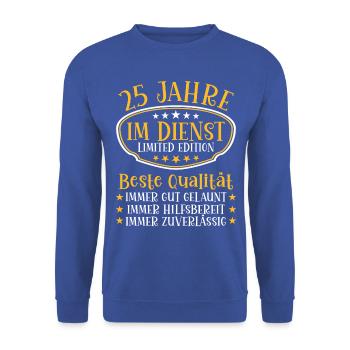 25 Jahre im Dienst 25 Jähriges Dienstjubiläum - Unisex Pullover - Royalblau - Vorne - Alina (178cm) & Michal (187cm)