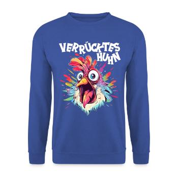 Huhn Hühner Hühnerbesitzer Verrücktes Huhn - Unisex Pullover - Royalblau - Vorne - Alina (178cm) & Michal (187cm)