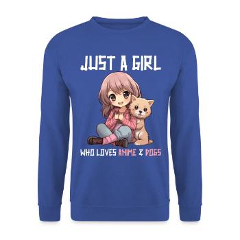 Kawaii Girl Anime Manga Fille et Chien - Sweat-shirt Unisexe - bleu royal - Devant - Alina (178cm) & Michal (187cm)