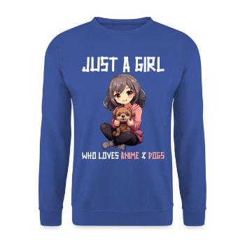 Kawaii Girl Anime Manga Fille et Chien - Sweat-shirt Unisexe - bleu royal - Devant - Alina (178cm) & Michal (187cm)