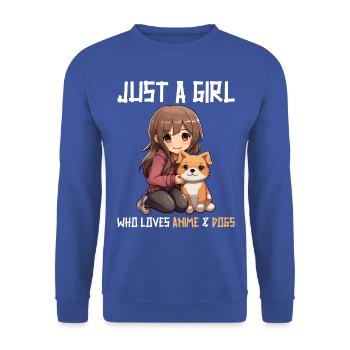 Kawaii Girl Anime Manga Fille et Chien - Sweat-shirt Unisexe - bleu royal - Devant - Alina (178cm) & Michal (187cm)
