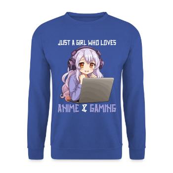 Kawaii Girl Anime Manga Girl Cat - Unisex Sweatshirt - royal blue - Front - Alina (178cm) & Michal (187cm)