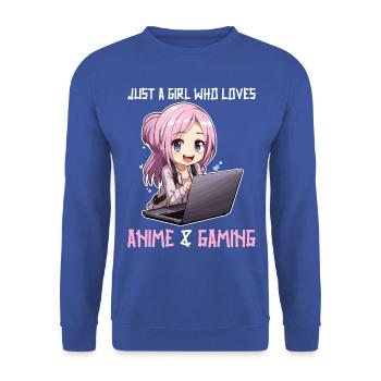 Kawaii Girl Anime Manga Girl Cat - Unisex Sweatshirt - royal blue - Front - Alina (178cm) & Michal (187cm)