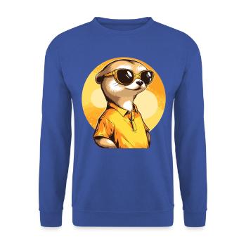 Erdmännchen Mit Sonnenbrille Meerkat - Unisex Pullover - Royalblau - Vorne - Alina (178cm) & Michal (187cm)