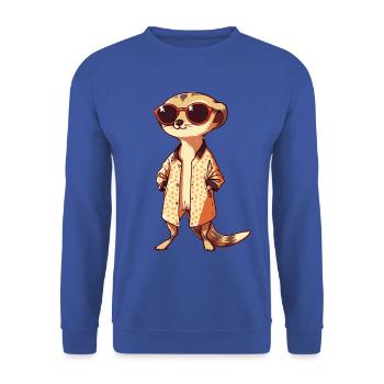 Erdmännchen Mit Sonnenbrille Meerkat - Unisex Pullover - Royalblau - Vorne - Alina (178cm) & Michal (187cm)