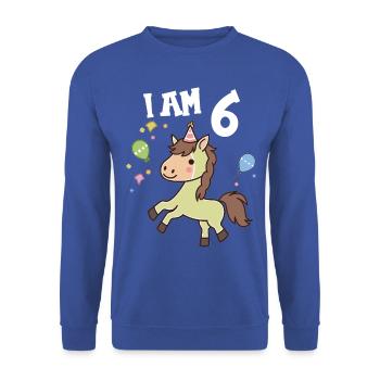 J'ai 6 ans Chevaux Cheval 6ème anniversaire - Sweat-shirt Unisexe - bleu royal - Devant - Alina (178cm) & Michal (187cm)