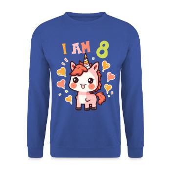 I'm 8 years old Horses Horse 8th birthday - Unisex Sweatshirt - royal blue - Front - Alina (178cm) & Michal (187cm)