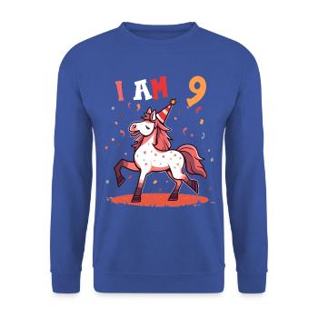 J'ai 9 ans Chevaux Cheval 9ème anniversaire - Sweat-shirt Unisexe - bleu royal - Devant - Alina (178cm) & Michal (187cm)