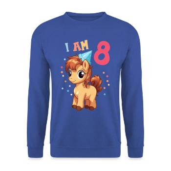 I'm 8 years old Horses Horse 8th birthday - Unisex Sweatshirt - royal blue - Front - Alina (178cm) & Michal (187cm)