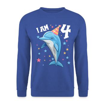 I'm 4 Years Old Dolphins Dolphin 4th Birthday - Unisex Sweatshirt - royal blue - Front - Alina (178cm) & Michal (187cm)