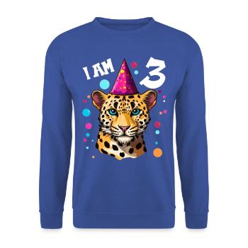 Ich bin 3 Jahre alt Leoparde Leopard 3. Geburtstag - Unisex Pullover - Royalblau - Vorne - Alina (178cm) & Michal (187cm)