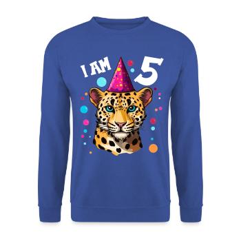I'm 5 Years Old Leopard Leopard 5th Birthday - Unisex Sweatshirt - royal blue - Front - Alina (178cm) & Michal (187cm)
