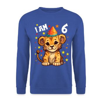 J’ai 6 ans Lion Lion 6e anniversaire - Sweat-shirt Unisexe - bleu royal - Devant - Alina (178cm) & Michal (187cm)