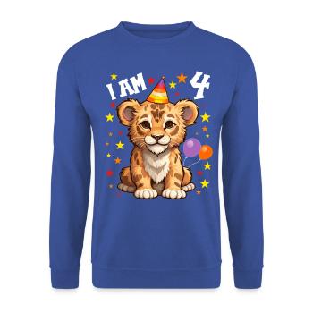 I'm 4 Years Old Lion Leo 4th Birthday - Unisex Sweatshirt - royal blue - Front - Alina (178cm) & Michal (187cm)