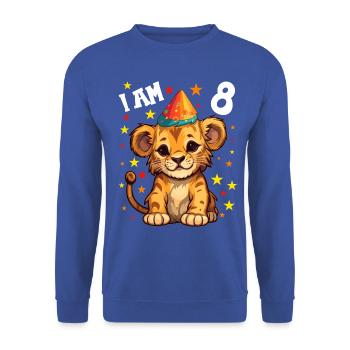 I'm 8 Years Old Lion Leo 8th Birthday - Unisex Sweatshirt - royal blue - Front - Alina (178cm) & Michal (187cm)