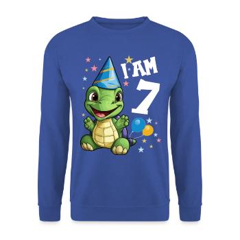 Ich bin 7 Schildkröten Schildkröte 7. Geburtstag - Unisex Pullover - Royalblau - Vorne - Alina (178cm) & Michal (187cm)