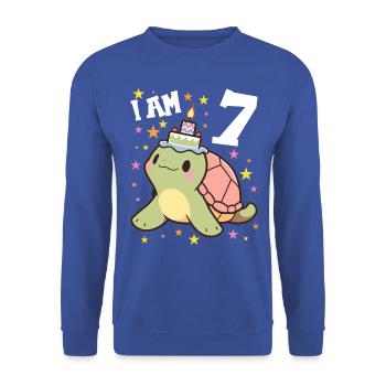 Ich bin 7 Schildkröten Schildkröte 7. Geburtstag - Unisex Pullover - Royalblau - Vorne - Alina (178cm) & Michal (187cm)