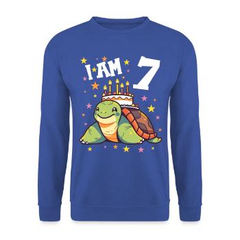 Ich bin 7 Schildkröten Schildkröte 7. Geburtstag - Unisex Pullover - Royalblau - Vorne - Alina (178cm) & Michal (187cm)