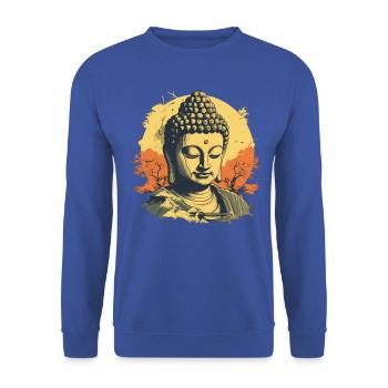 Buddhismus Yoga Buddhist Zen Meditation Buddha - Unisex Pullover - Royalblau - Vorne - Alina (178cm) & Michal (187cm)